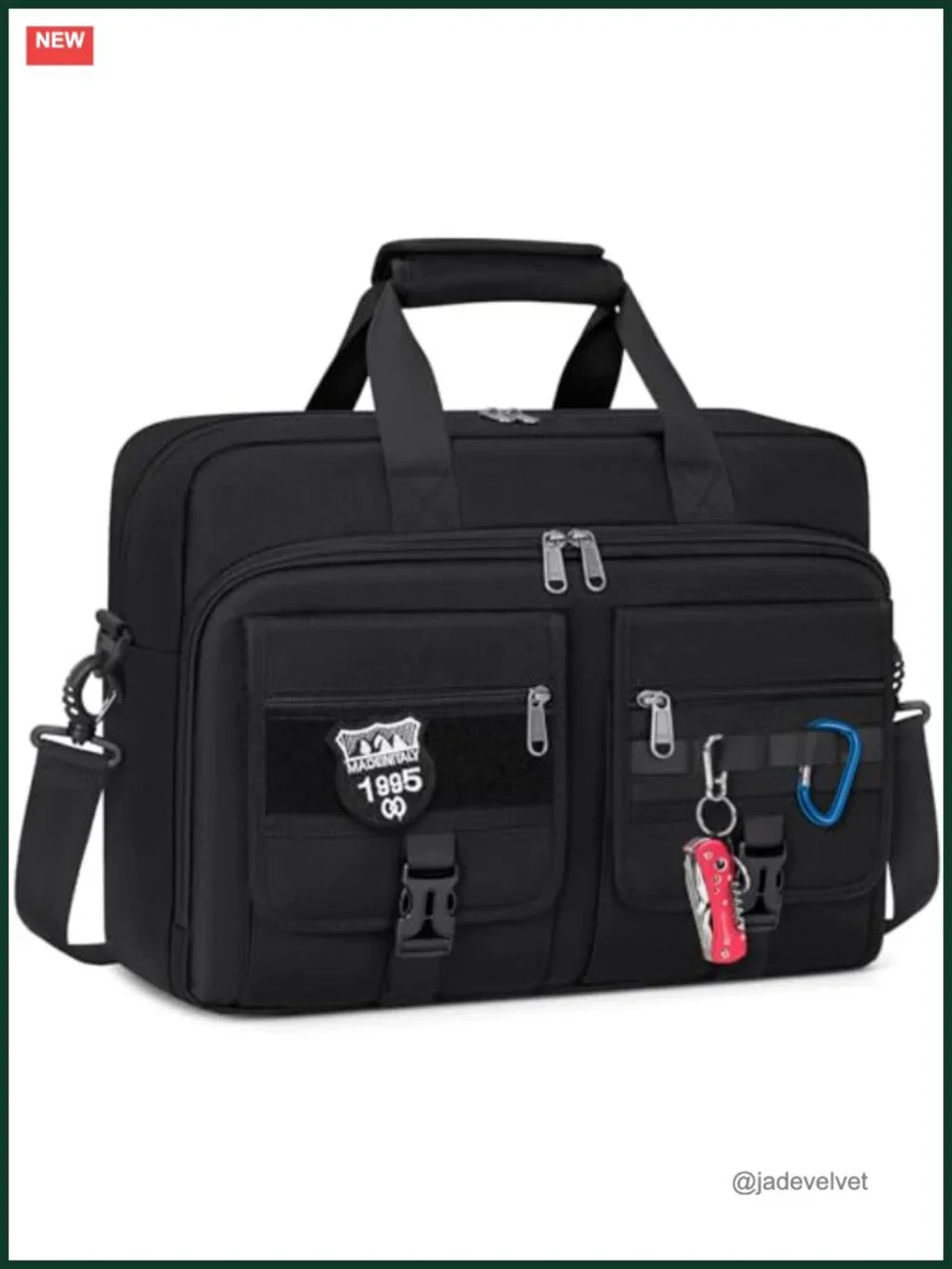 Tactical Laptop Messenger Bag for Men - Water-Resistant Polyester, Fits 17 inch